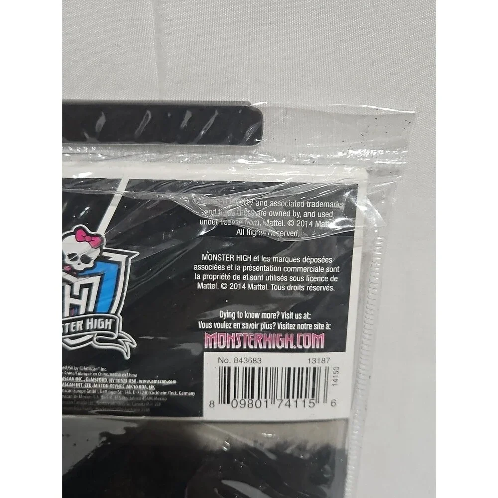 MONSTER HIGH FANGTASTIC HOODIE ZIP VEST BLACK COSTUME With GLOVES CHILD M 8-10 - Picture 6 of 9